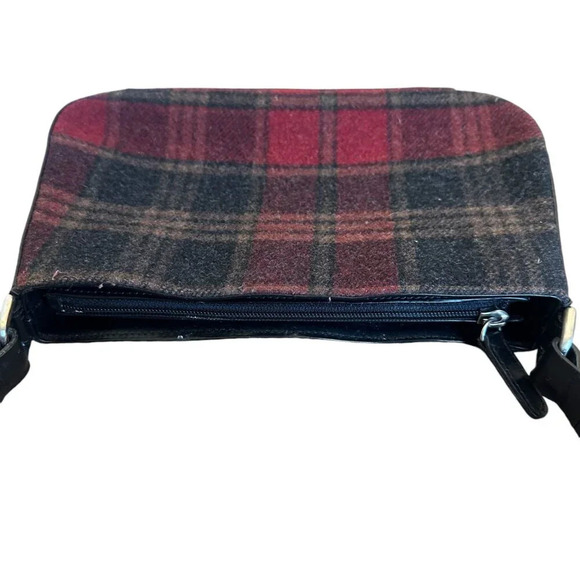 Eddie Bauer 100% Wool Plaid Mini Purse Handbag Leather Trim Small Women's - Picture 6 of 8